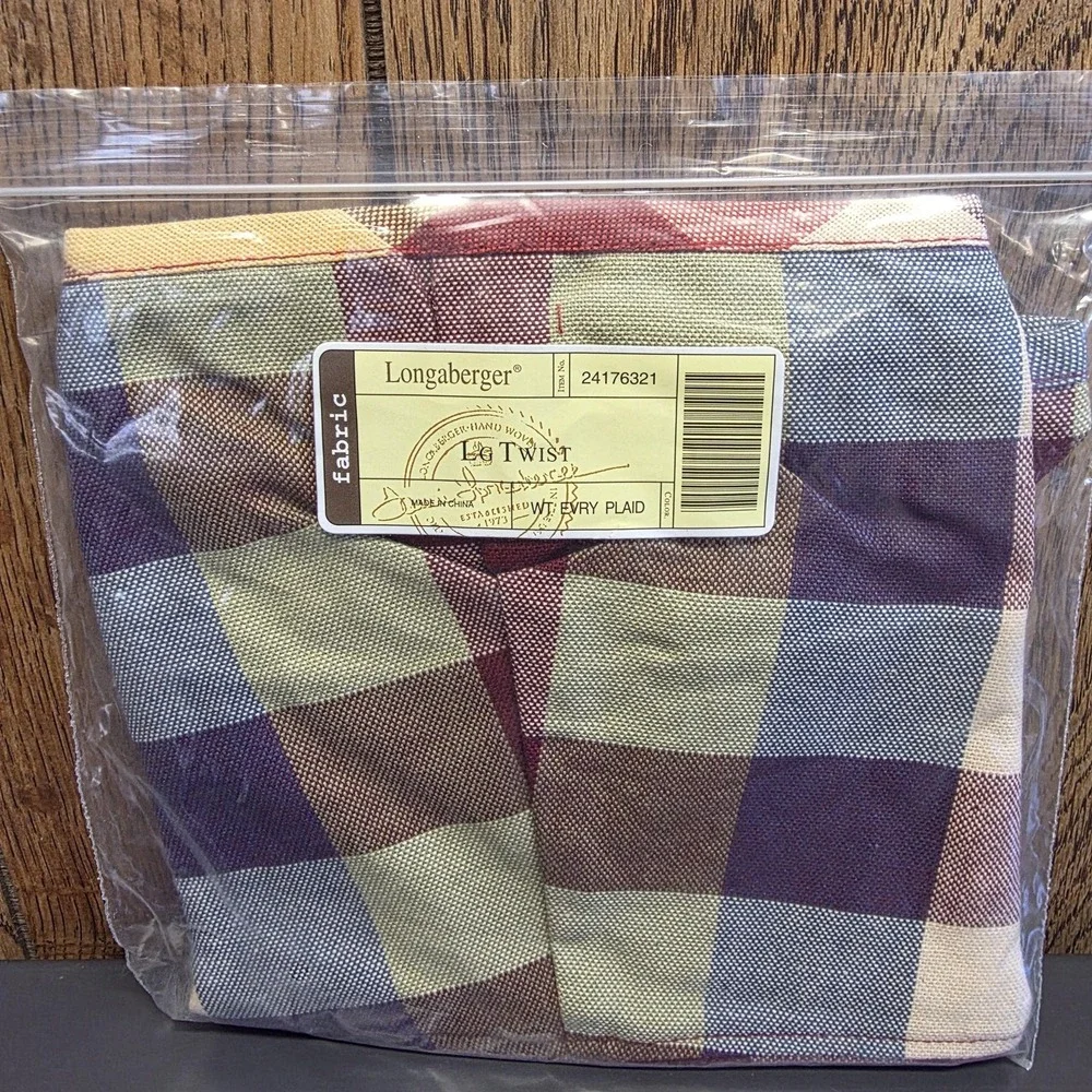 Longaberger Lg Twist Basket Liner WT Evry Plaid Fabric Large Multicolor Country‎